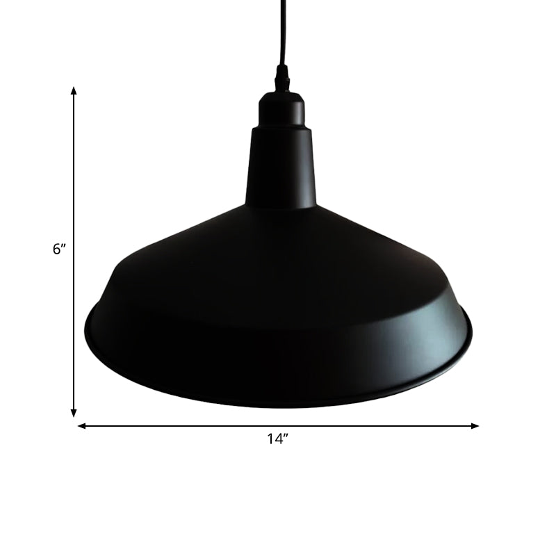 Retro Style Black Barn Pendant Light with Adjustable Cord - Metal Finish, 1-Light Hanging Fixture