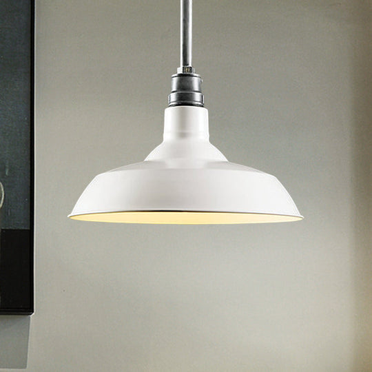 Retro Style Barn Shade Metal Pendant Light - Black/White/Rust Ideal For Living Room