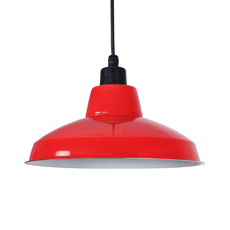 Retro Polished Black/White Bowl Pendant Light – Stylish 1-Head Indoor Ceiling Fixture