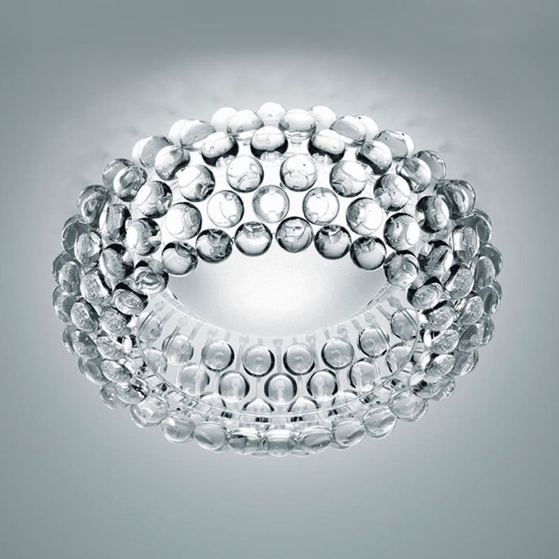 Designer Clear Glass Led Bedroom Flush Ceiling Light Fixture - 14/19.5/25.5 Wide Bubble Lighting