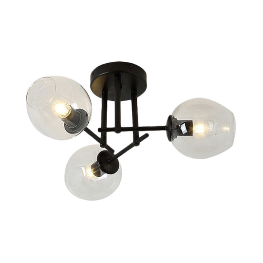 Gold/Black Semi Flush Mount Lighting for Living Room with Clear Bubble Glass Shades (3/6/8 Lights)