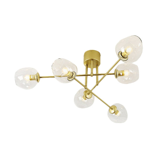 Gold/Black Semi Flush Mount Lighting for Living Room with Clear Bubble Glass Shades (3/6/8 Lights)