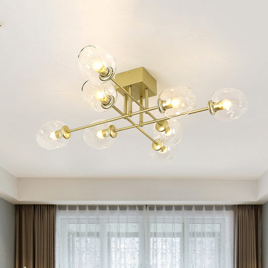 Gold/Black Semi Flush Mount Lighting for Living Room with Clear Bubble Glass Shades (3/6/8 Lights)