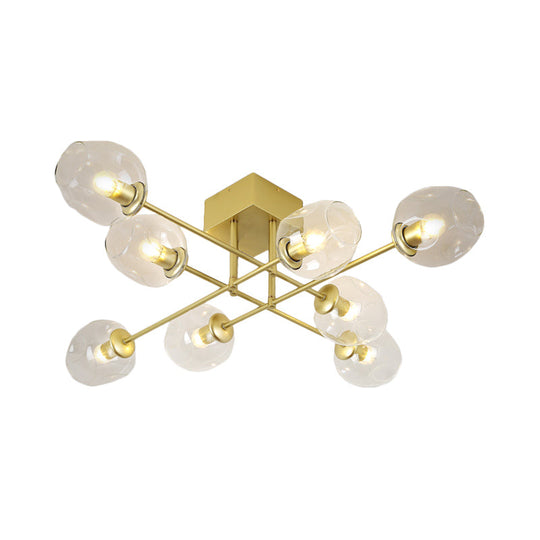 Gold/Black Semi Flush Mount Lighting for Living Room with Clear Bubble Glass Shades (3/6/8 Lights)