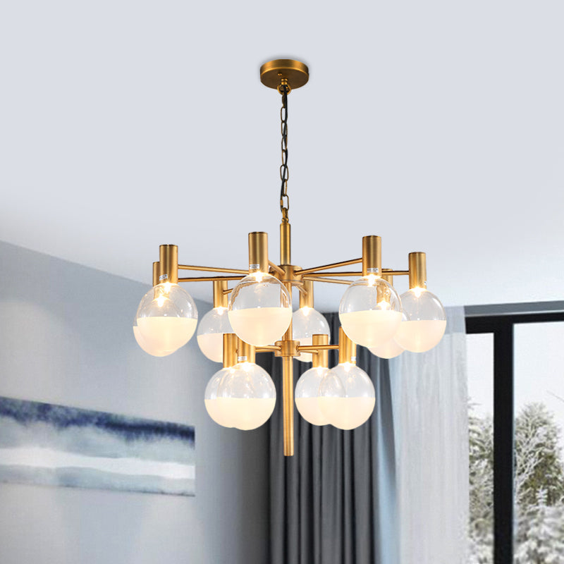 Post-Modern Black/Gold 2-Tier Chandelier: Clear Glass Led 9/12 Lights + Ceiling Lamp 12 / Gold