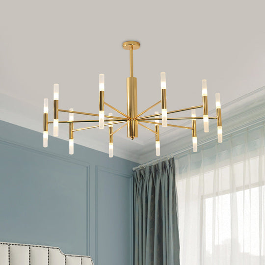 27/39 Wide White Glass Tube Chandelier With Multi Lights - Modern Gold Led Hanging Light Fixture