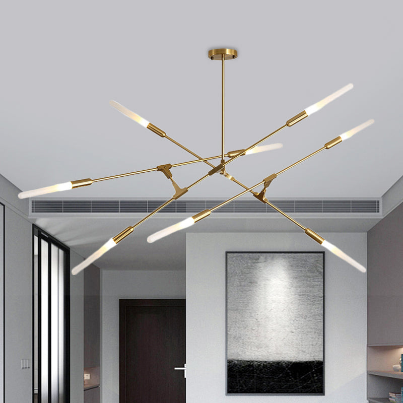 Modern Gold Pendant Light With Opal Glass Shade - Linear Hanging Fixture 4/6/8 Lights 8 /