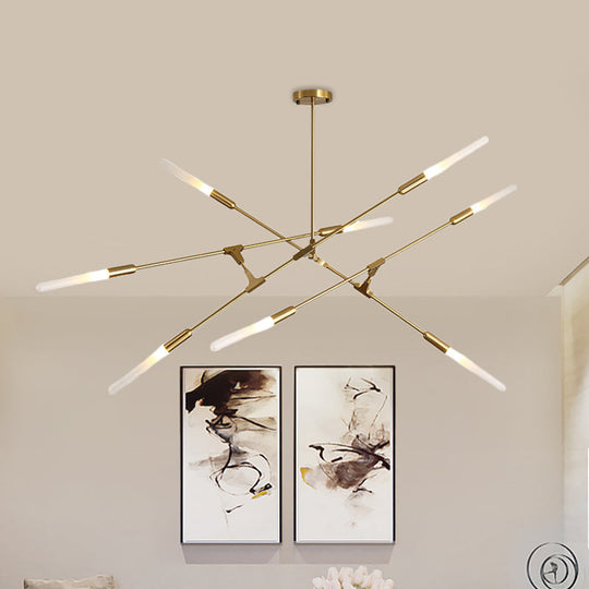 Modern Gold Pendant Light With Opal Glass Shade - Linear Hanging Fixture 4/6/8 Lights