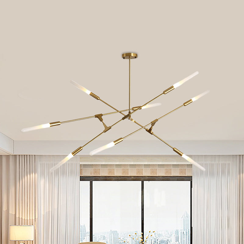 Modern Gold Pendant Light With Opal Glass Shade - Linear Hanging Fixture 4/6/8 Lights