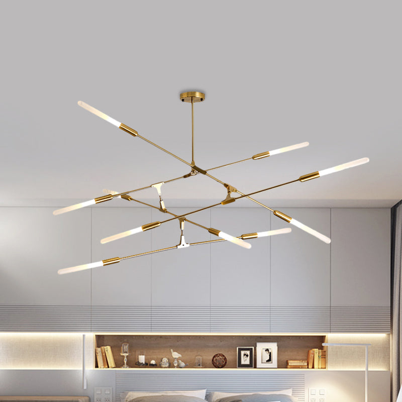 Modern Gold Pendant Light With Opal Glass Shade - Linear Hanging Fixture 4/6/8 Lights