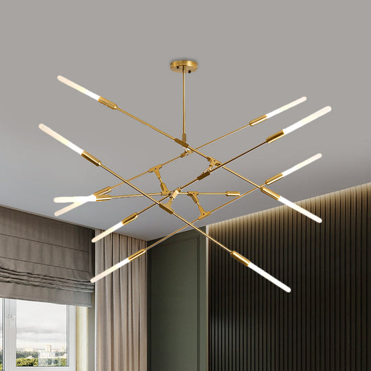 Modern Gold Pendant Light With Opal Glass Shade - Linear Hanging Fixture 4/6/8 Lights