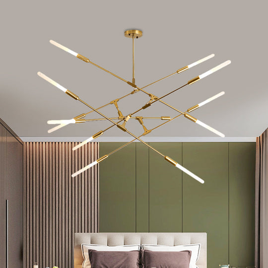 Modern Gold Pendant Light With Opal Glass Shade - Linear Hanging Fixture 4/6/8 Lights