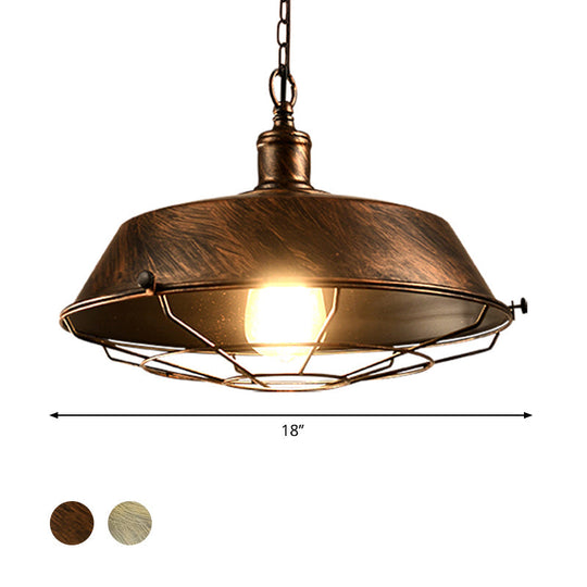 Antique Style Iron Barn Hanging Light With Wire Guard - Choice Of 10/14/18 Dia 1 Head Pendant