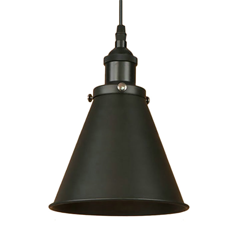 Industrial Style Cone-Shaped Hanging Pendant Lamp - Black/Brass Iron, Ideal for Dining Room Lighting