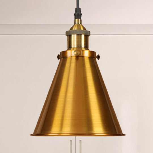 Industrial Style Black/Brass Cone Pendant Light For Dining Room Brass