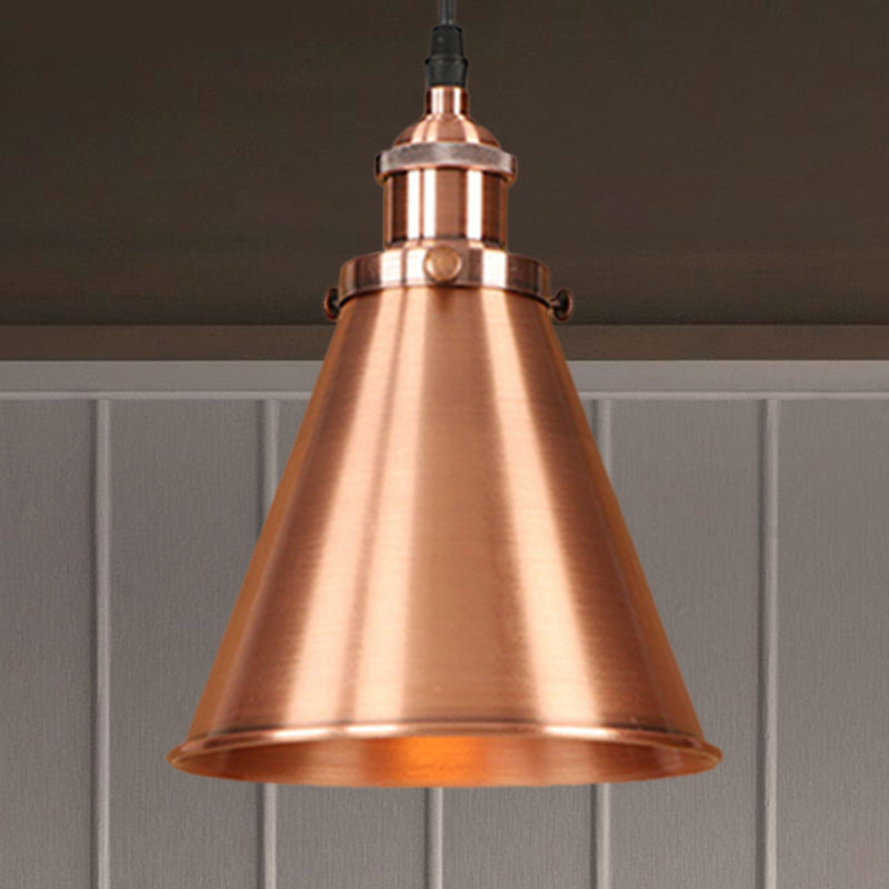 Industrial Style Black/Brass Cone Pendant Light For Dining Room Copper