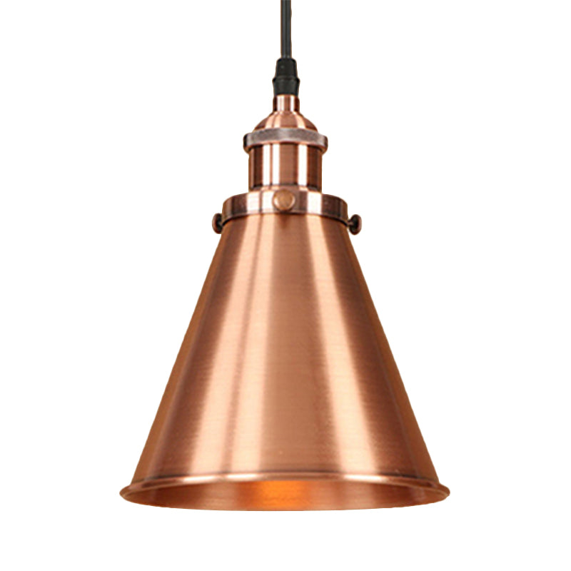 Industrial Style Cone-Shaped Hanging Pendant Lamp - Black/Brass Iron, Ideal for Dining Room Lighting