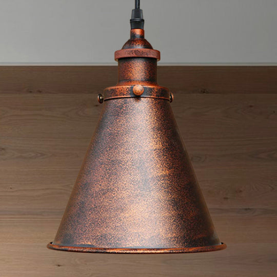 Industrial Style Black/Brass Cone Pendant Light For Dining Room Rust