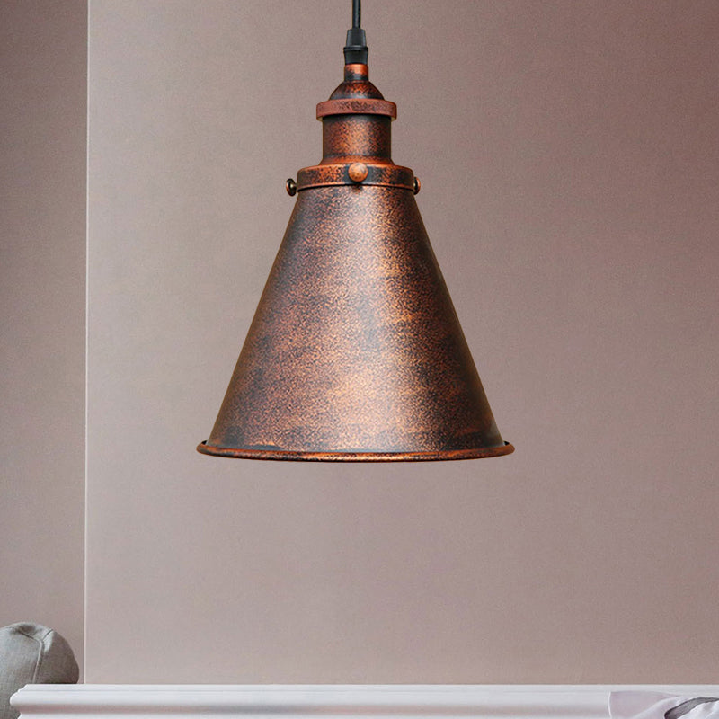 Industrial Style Black/Brass Cone Pendant Light For Dining Room