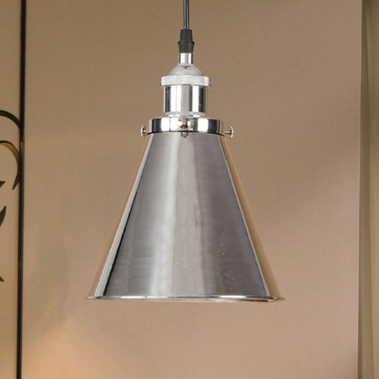 Industrial Style Cone-Shaped Hanging Pendant Lamp - Black/Brass Iron, Ideal for Dining Room Lighting