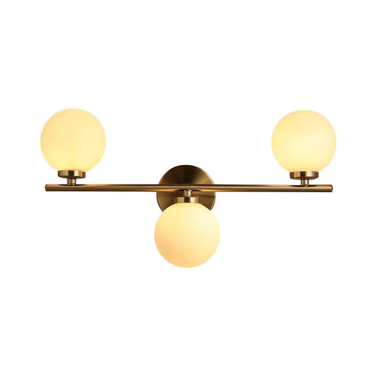 Modern 3-Light Gold Wall Sconce With White Glass And Led Flush Mount