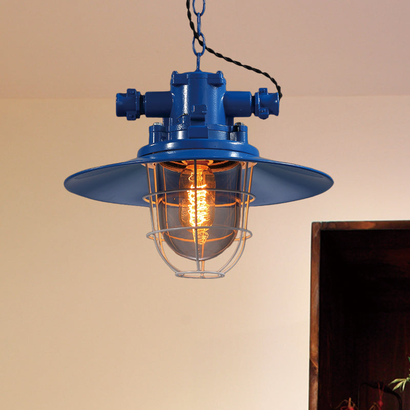 Industrial Cone Shade Pendant Lighting For Dining Room - Single Light Hanging Ceiling Fixture In