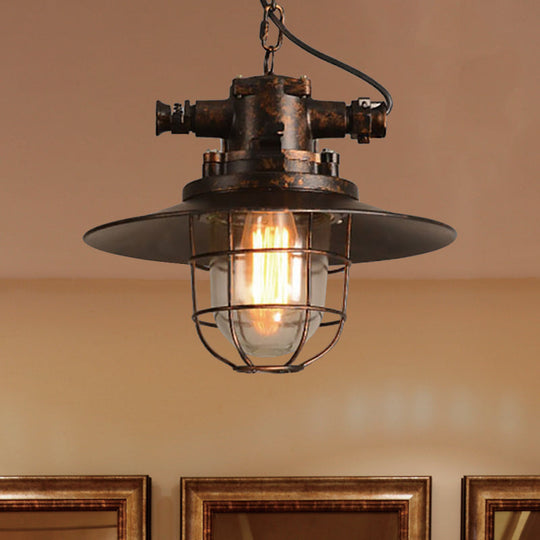 Industrial Cone Shade Pendant Lighting For Dining Room - Single Light Hanging Ceiling Fixture In