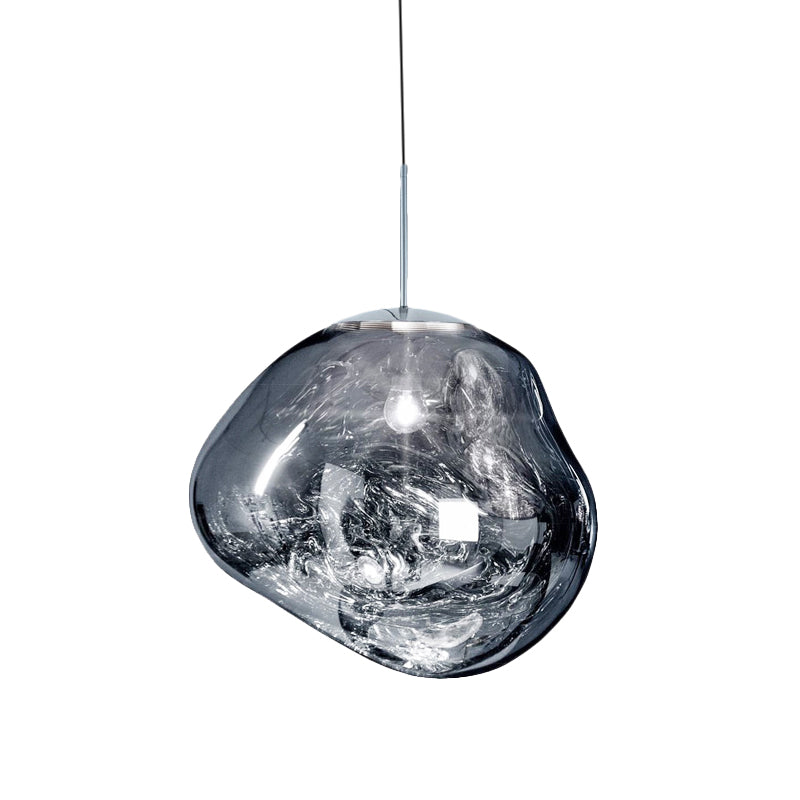 Irregular Silver/Red Glass Pendant Lamp - Contemporary Style 1 Light Ideal For Dining Room 8/12 Wide