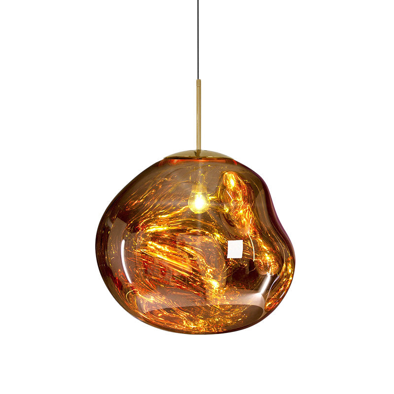 Irregular Silver/Red Glass Pendant Lamp - Contemporary Style 1 Light Ideal For Dining Room 8/12 Wide