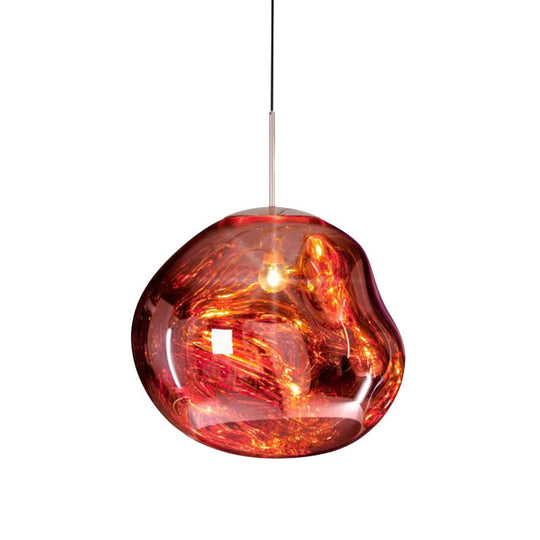 Irregular Silver/Red Glass Pendant Lamp - Contemporary Style 1 Light Ideal For Dining Room 8/12 Wide