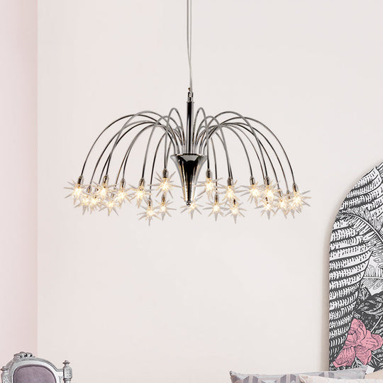 Modern Star-Shaped Crystal Chandelier Silver Finish Pendant Light (12/18 Lights)