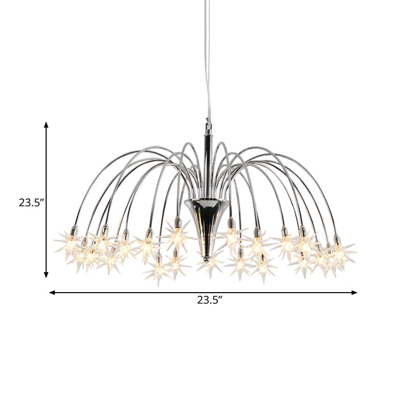 Modern Star-Shaped Crystal Chandelier Silver Finish Pendant Light (12/18 Lights)