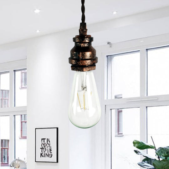 Vintage Style Mini Pendant Light with Adjustable Pipe Design in Black/Rust Metallic Finish