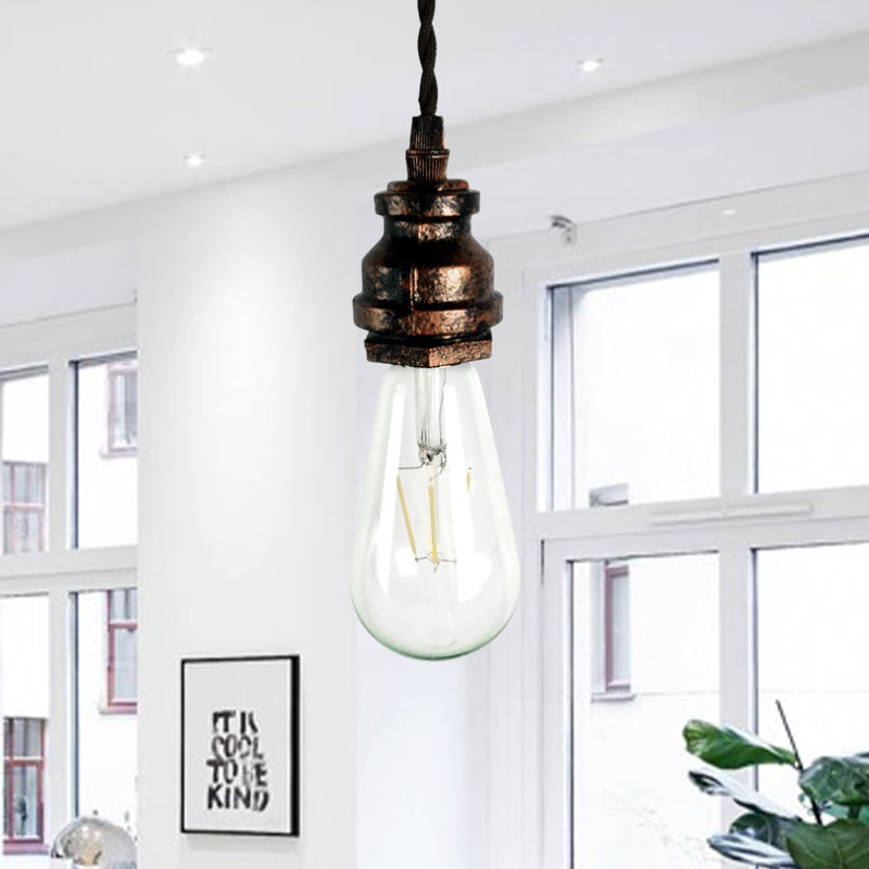 Vintage Style Adjustable Pendant Light With Pipe Design - Mini Hanging Ceiling Black/Rust Metallic