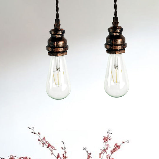 Vintage Style Mini Pendant Light with Adjustable Pipe Design in Black/Rust Metallic Finish