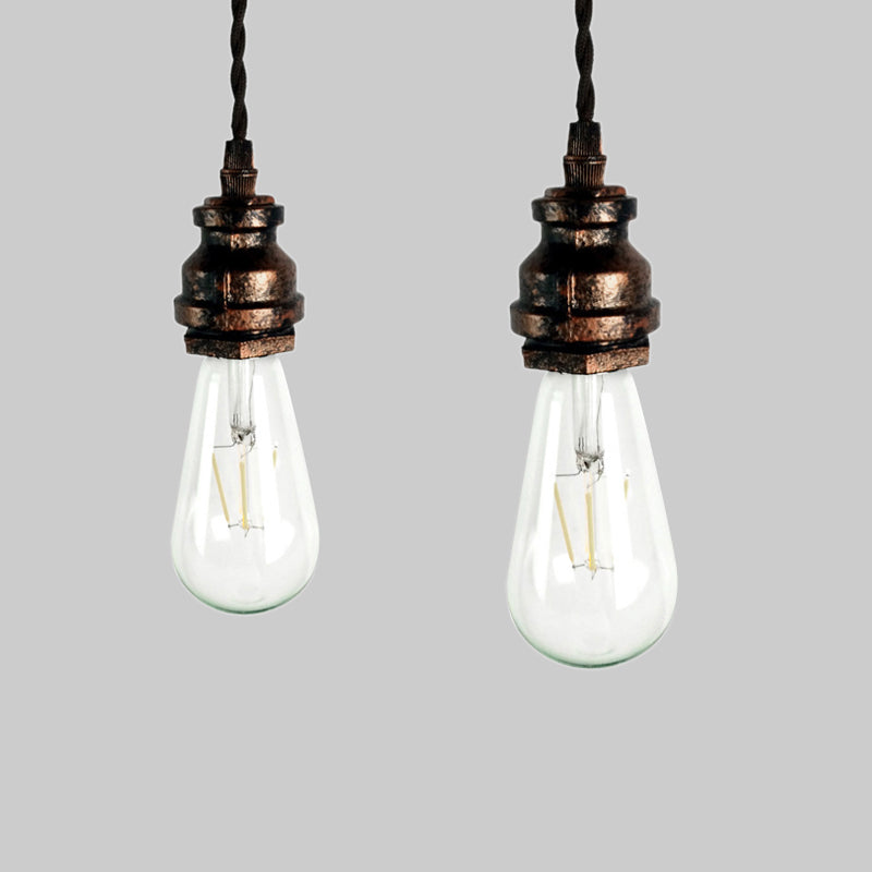 Vintage Style Mini Pendant Light with Adjustable Pipe Design in Black/Rust Metallic Finish