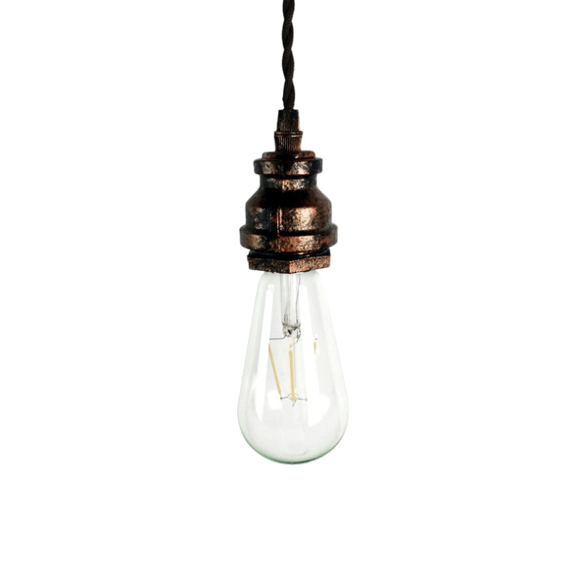 Vintage Style Mini Pendant Light with Adjustable Pipe Design in Black/Rust Metallic Finish