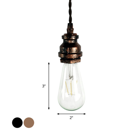 Vintage Style Mini Pendant Light with Adjustable Pipe Design in Black/Rust Metallic Finish