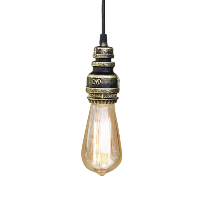 Metal Adjustable Hanging Lamp with Open Bulb - Industrial Stylish Ceiling Fixture (Black/Silver)