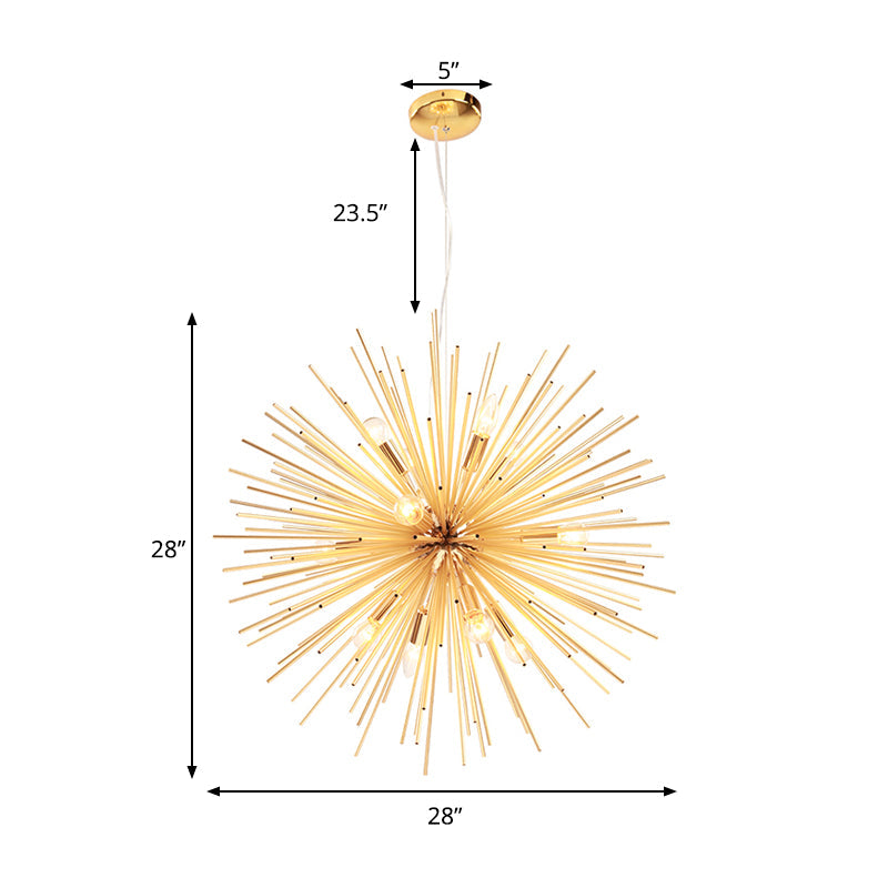 Gold Metal Starburst Chandelier Pendant Light - 20.5/23/25 Dia Modern Led Hanging Ceiling