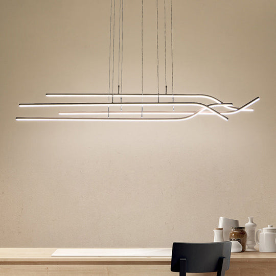 Simple Strip Chandelier Acrylic Led Pendant - 39/47 Wide For Dining Room Ceiling In