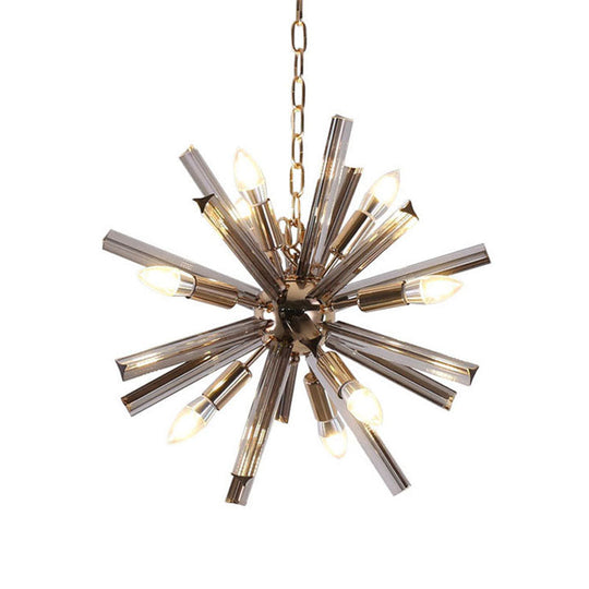 Modern Grey Crystal Starburst Chandelier Pendant Light - 9/16 Lights Hanging Ceiling Fixture For