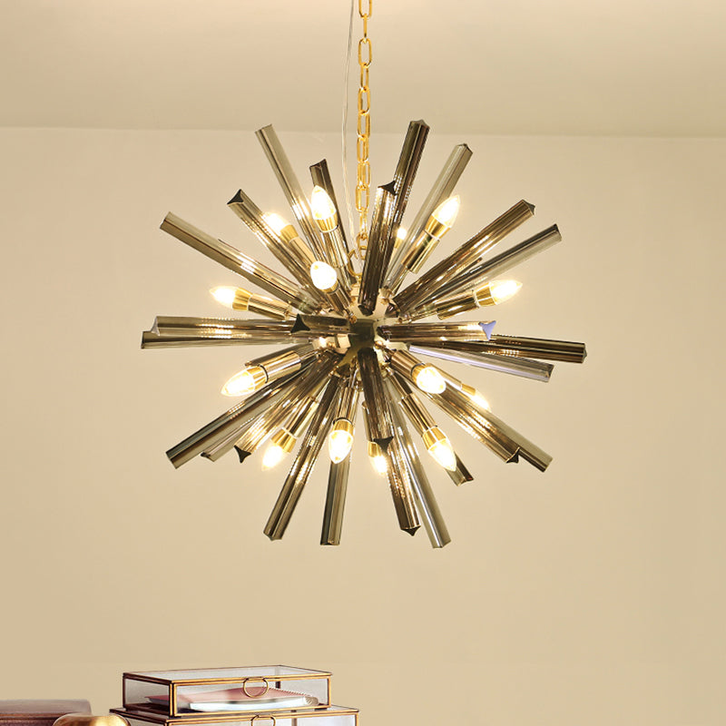 Modern Grey Crystal Starburst Chandelier Pendant Light - 9/16 Lights Hanging Ceiling Fixture For