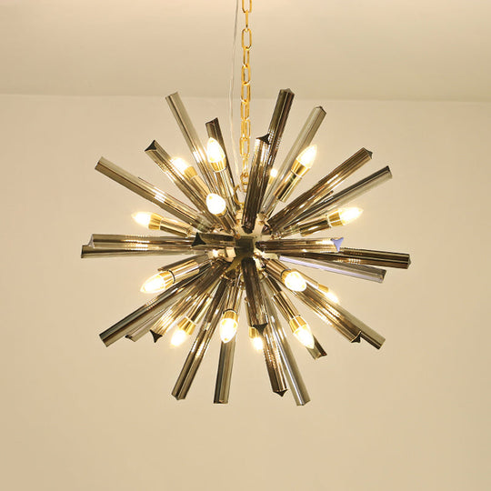 Modern Grey Crystal Starburst Chandelier Pendant Light - 9/16 Lights Hanging Ceiling Fixture For