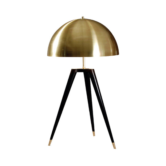 Contemporary Gold Finish Dome Table Lamp With Tripod - 1 Light Metallic For Living Room