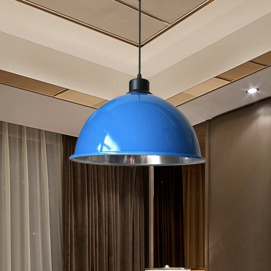 Industrial Style Domed Aluminum Ceiling Fixture With Cord - 12.5/14 W 1 Head Restaurant Hanging Lamp