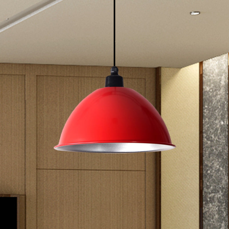 Industrial Style Domed Aluminum Ceiling Fixture With Cord - 12.5/14 W 1 Head Restaurant Hanging Lamp