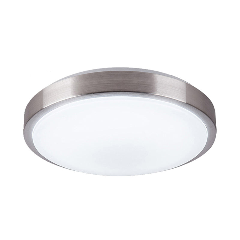 Modern Aluminum Flush Ceiling Light With Acrylic Diffuser - Warm/White Led Silver Finish 8/11.5 Dia.