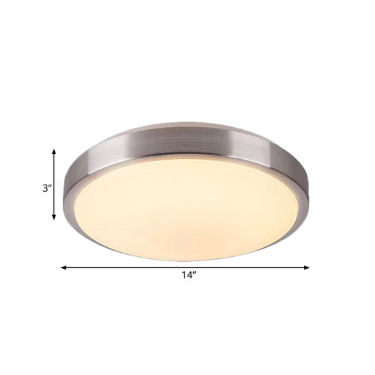 Modern Aluminum Flush Ceiling Light With Acrylic Diffuser - Warm/White Led Silver Finish 8/11.5 Dia.