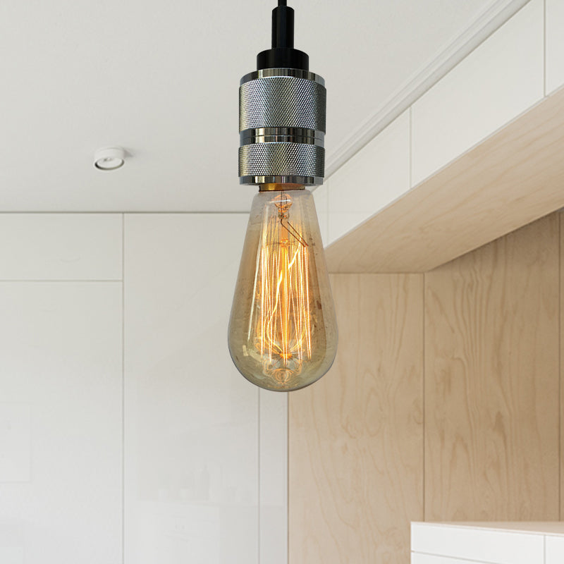 Metallic Exposed Bulb Pendant Light With Adjustable Cord - Industrial Style Copper/Black Nickel